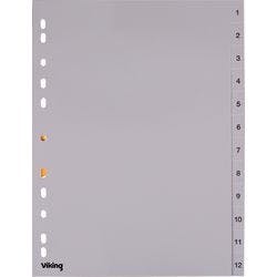 Viking Register Numerical DIN A4 Grau 12-teilig Perforiert Kunststoff 1 bis 12 Produktbild