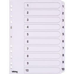 Viking 1 bis 10 Register DIN A4 Weiß 10-teilig Pappkarton 11 Löcher Produktbild