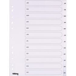 Viking Jan - Dez Register DIN A4 Weiß 12-teilig PP (Polypropylen) 11 Löcher Produktbild