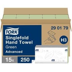 Tork Advanced 100% Recycelt Falthandtücher H3 V-falz Grün 2-lagig 290179 15 Stück à 250 Blatt Produktbild