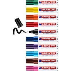 edding 500 Permanentmarker Breit Keilspitze 2 - 7 mm Farbig sortiert Nachfüllbar Wasserbeständig 10 Stück Produktbild