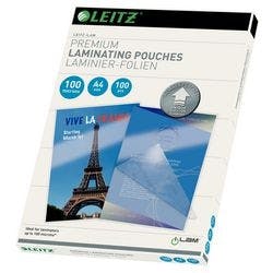 Leitz iLAM Premium Laminierfolien DIN A4 Glänzend 100 Mikron (2 x 100) Transparent 100 Stück Produktbild