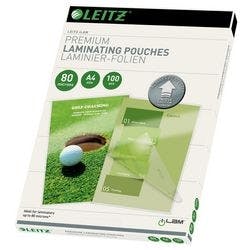 Leitz iLAM Premium Laminierfolien DIN A4 Glänzend 80 Mikron (2 x 80) Transparent 100 Stück Produktbild
