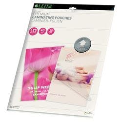 Leitz iLAM Premium Laminierfolien DIN A3 Glänzend 125 Mikron (2 x 125) Transparent 25 Stück Produktbild