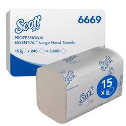 Scott Essential Falthandtücher Z-falz Weiß 1-lagig 6669 15 Stück à 240 Blatt Produktbild