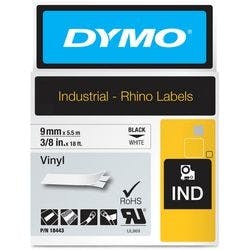 DYMO Schriftband RHINO 18443 Vinyl Schwarz auf Weiß 9 mm x 5,5 m Produktbild