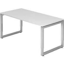 Hammerbacher R Serie Höhenverstellbarer Schreibtisch Rechteckig Holz Silber Wangen-Fuß 1.600 x 650 mm Produktbild
