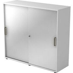 Hammerbacher Schiebetürenschrank Spanplatte 2 Fachböden abschließbar 1.200 x 400 x 1.100 mm Silber, Weiß Produktbild