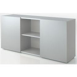 Hammerbacher Schiebetürenschrank Spanplatte 1 Fachboden abschließbar 1.600 x 420 x 748 mm Grau, Silber Produktbild