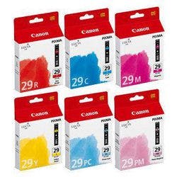 Canon PGI-29C/M/Y/PC/PM/R Original Tintenpatrone Cyan, Magenta, Gelb, Foto Cyan, Foto Magenta, Rot Multipack 6 Stück Produktbild