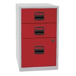 Bisley Home Beistellschrank 3 Schubladen Lichtgrau, Kardinalrot 413 x 400 x 672 mm Produktbild
