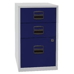 Bisley Home Beistellschrank 3 Schubladen Lichtgrau, Oxfordblau 413 x 400 x 672 mm Produktbild
