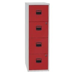 Bisley Home Hängeregistraturschrank Lichtgrau, Kardinalrot 413 x 400 x 1.321 mm Produktbild