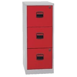 Bisley Home Hängeregistraturschrank Lichtgrau, Kardinalrot 413 x 400 x 1.015 mm Produktbild