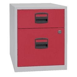 Bisley Home Mobiler Beistellschrank Lichtgrau, Kardinalrot 413 x 400 x 528 mm Produktbild
