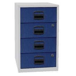Bisley Home Beistellschrank 4 Schubladen Lichtgrau, Oxfordblau 413 x 400 x 672 mm Produktbild