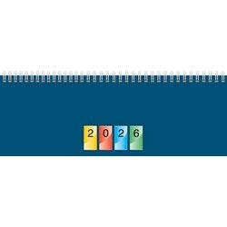 Baier & Schneider Schreibtisch-Kalender 2026 1 Woche auf 2 Seiten Blau Deutsch, Englisch, Französisch, Italienisch 29,7 x 10 cm Produktbild
