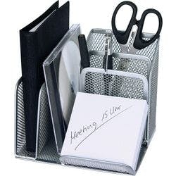 Wedo Schreibtisch-Organizer Mesh 65554, silber, 4 Fächer, 158x145x135mm Produktbild