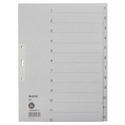 Leitz Papierregister, Zahlen/1233-85, grau, 1-12, A4, 240mm, 300mm Produktbild