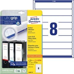 AVERY Zweckform Ultragrip Ordneretiketten DIN A4 50 mm Weiß 30 Blatt à 8 Etiketten Produktbild