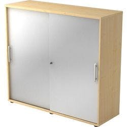 Hammerbacher Schiebetürenschrank Spanplatte 2 Fachböden abschließbar 1.200 x 400 x 1.100 mm Ahorn Braun, Silber Produktbild
