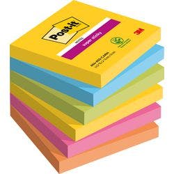 Post-it Carnival Super Sticky Haftnotizen 76 x 76 mm Farbig Sortiert Quadratisch 6 Stück à 90 Blatt Produktbild