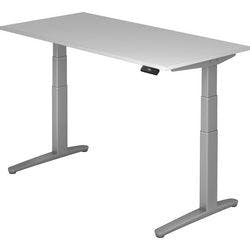 Hammerbacher Sitz-Stehschreibtisch XBHM Grau, Silber 1.600 x 800 x 720 mm mit Aufbau Produktbild