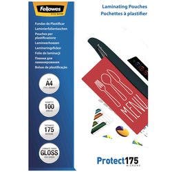 Fellowes Protect Laminierfolien DIN A4 Glänzend 175 Mikron (2 x 175) Transparent 100 Stück Produktbild