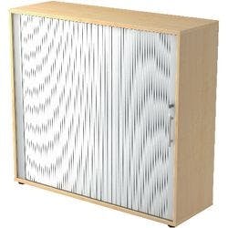 Hammerbacher Matrix Rollladenschrank Melaminharzbeschichtete Spanplatten 2 Fachböden abschließbar 1.200 x 400 x 1.100 mm Braun, Silber Produktbild