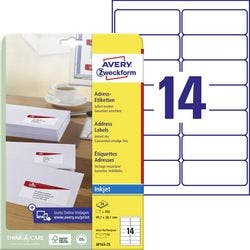 AVERY Zweckform Adressetiketten J8163-25 Selbsthaftend DIN A4 Weiß 99,1 x 38,1 mm 25 Blatt à 14 Etiketten Produktbild