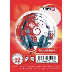 LANDRÉ Notizblock DIN A7 Liniert Spiralbindung Karton Farbig sortiert Nicht perforiert 80 Seiten Produktbild