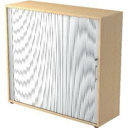 Hammerbacher Rollladenschrank Melaminharzbeschichtete Spanplatte 2 Fachböden abschließbar 1.200 x 400 x 1.100 mm Braun, Silber Produktbild