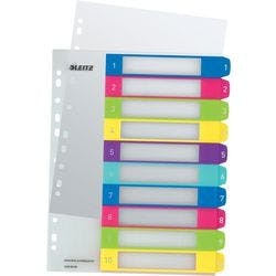 Leitz WOW PC-beschriftbares Register 1243 DIN A4 Maxi Mehrfarbig 10-teilig 11 Löcher Polypropylen 1 bis 10 Produktbild