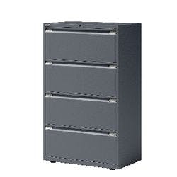 Bisley Hängeregistraturschrank mit 4 Schubladen 4 Schübe Anthrazit 800 x 470 x 1.300 mm Produktbild