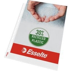 Esselte Prospekthüllen DIN A4 Genarbt Transparent 70 Mikron PP (Polypropylen) Oben 11 Löcher 237520T 100 Stück Produktbild