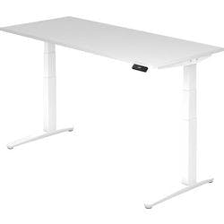 Hammerbacher Elektrisch Höhenverstellbar Sitz-Stehschreibtisch Rechteckig Holz Weiß T-Fuß 1.800 x 800 x 720 mm Produktbild