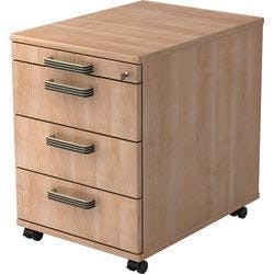 Hammerbacher Rollcontainer 4 Schübe abschließbar 428 x 580 x 590 mm Walnuss Produktbild