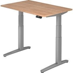 Hammerbacher Sitz-Stehschreibtisch XBHM Walnuss, Silber 1.200 x 800 x 720 mm mit Aufbau Produktbild
