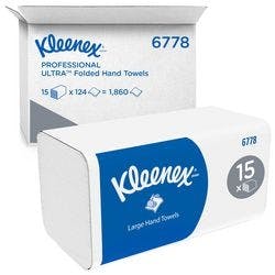 Kleenex Mainline Falthandtücher V-falz Weiß 2-lagig 6778 15 Pack à 124 Blatt Produktbild