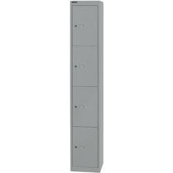 Bisley Metall Schließfach 4 Türen 1 abteile Schlüssel 305 x 305 x 1.802 mm Silber Produktbild