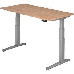 Hammerbacher Sitz-Stehschreibtisch XBHM Walnuss, Silber 1.600 x 800 x 720 mm mit Aufbau Produktbild