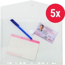 Exacompta Klarsichthüllen DIN A4 Transparent 200 Mikron PP (Polypropylen) seitlich mit Klappe 5 Stück Produktbild