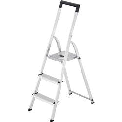 Hailo Stufenleiter L40 Easyclix Silber 3 Stufen 43 x 136 cm Produktbild