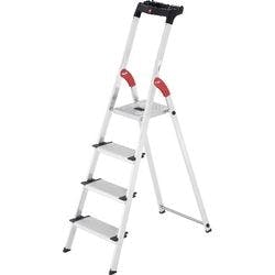 Hailo Stufenleiter XXL Easyclix Silber 4 Stufen 90 x 13 x 147 cm Produktbild