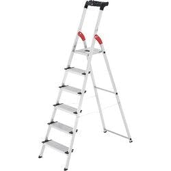 Hailo Stufenleiter XXL Easyclix Silber 6 Stufen 51 x 13 x 190 cm Produktbild