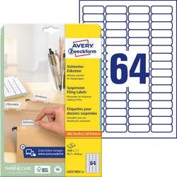 AVERY Zweckform L6021REV-25 Ablösbare Universaletiketten DIN A4 Weiß 45,7 x 16,9 mm 25 Blatt à 64 Etiketten Produktbild