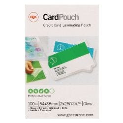 GBC Card Laminierfolien Visitenkarte & Kreditkarte Glänzend 250 (2 x 250 Mikron) Transparent 100 Stück Produktbild