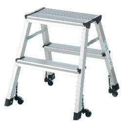 WEDO Klapptrittleiter Mobile Silber, Schwarz 4 Stufen 41 x 50 x 44,5 cm Produktbild