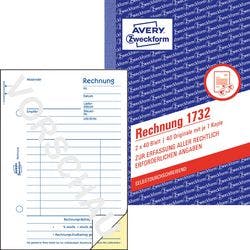 AVERY Zweckform Rechnungsbuch 1732 DIN A6 Perforiert N/A 40 Blatt Produktbild