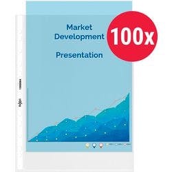 Rexel Premium Top Quality Prospekthüllen DIN A4 Glasklar Transparent 80 Mikron PP (Polypropylen) Öffnung Oben 11 Löcher 100 Stück Produktbild